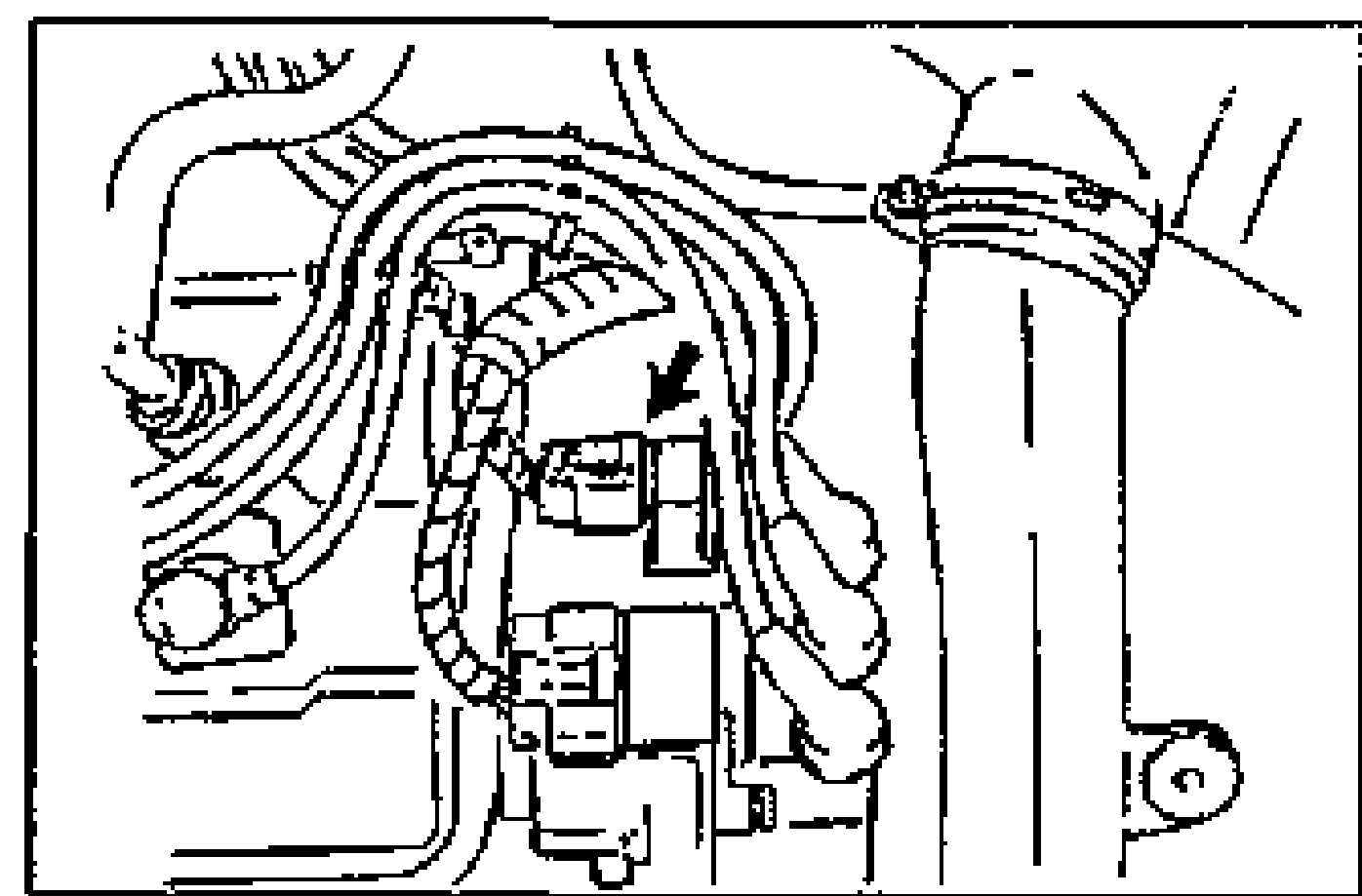 Engine bay illustration showing the distributor area with ignition wires; an arrow points to the distributor connector to be disconnected (step 5).
