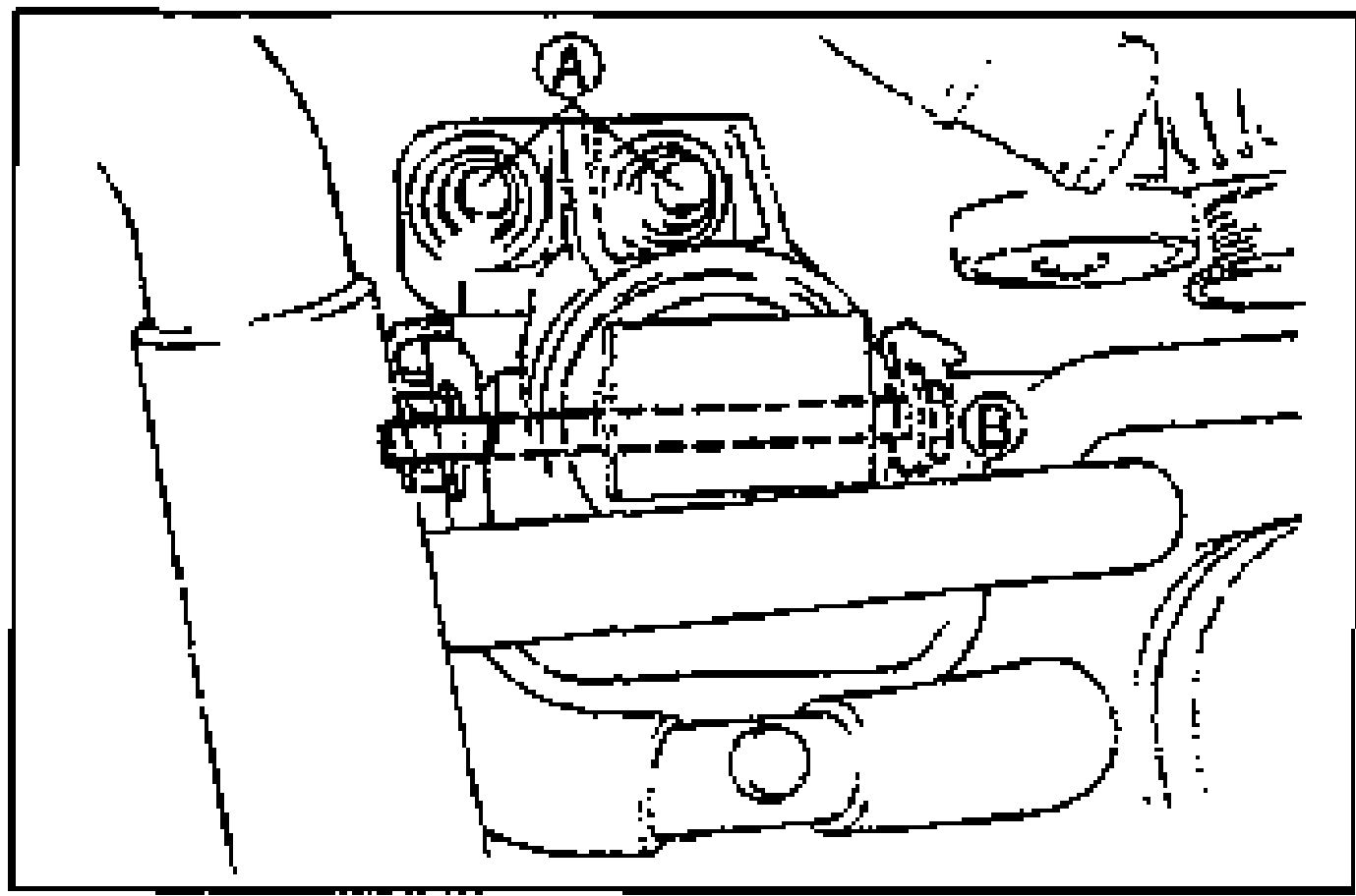 No.3 engine mount installation, with callouts (A) and (B) marking the two fastener locations and their respective tightening torques.
