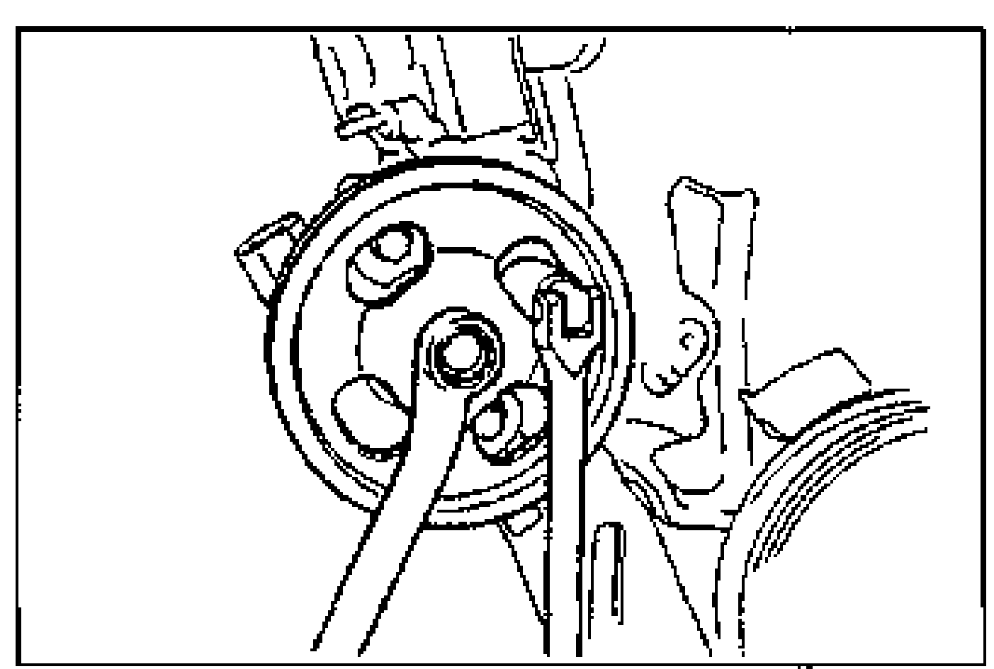 P/S oil pump pulley with a wrench/socket engaging the mount bolts to tighten the pulley nut.