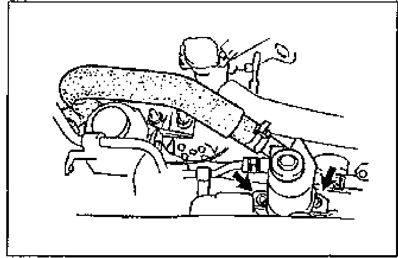 P/S oil reservoir installation; arrows point to the reservoir mounting locations.