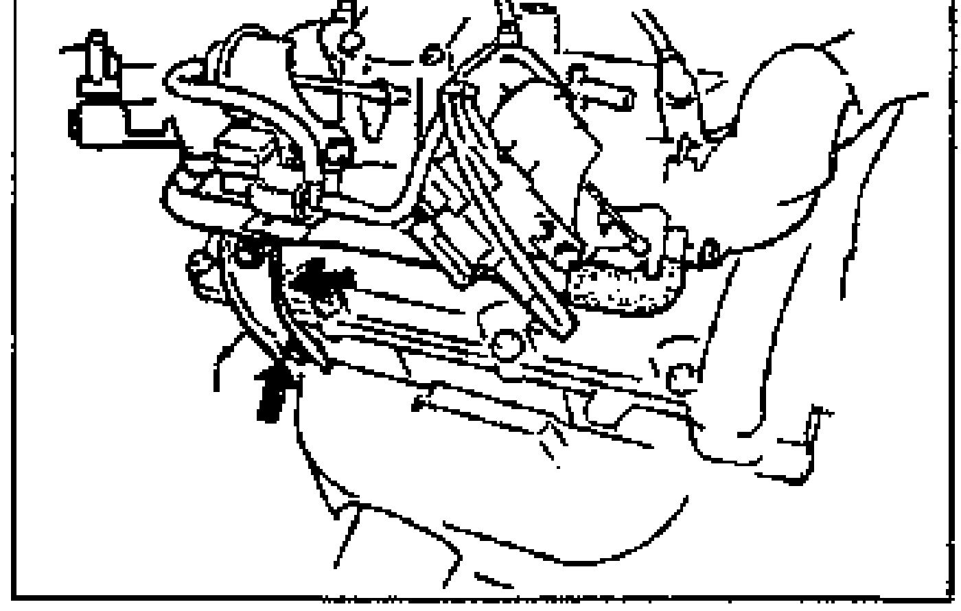 Intake manifold stay area; an arrow points to the stay to be removed.