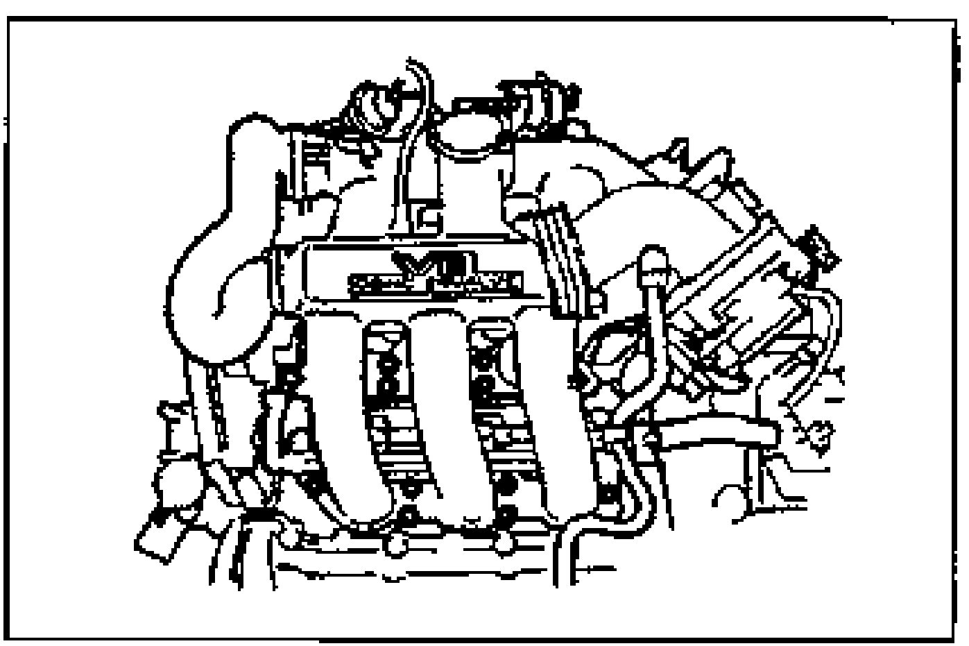 Top view of the intake manifold assembly showing the mounting bolts to be loosened in two or three steps.