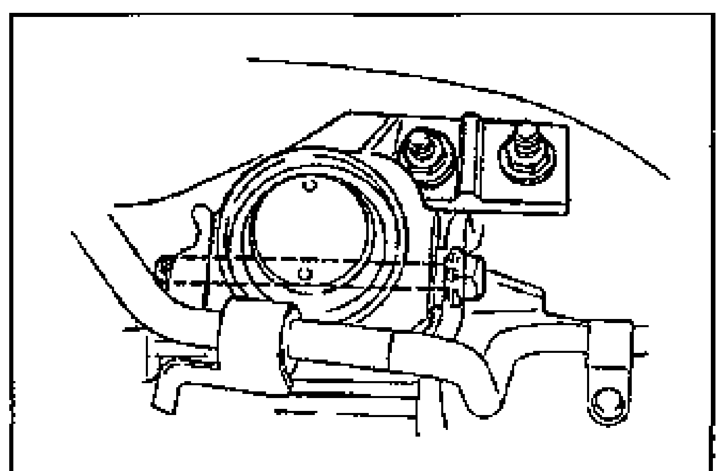 Close-up of the No.3 engine mount bracket area showing the mount with two bolts/nuts and a circular opening; illustrates disconnecting and removing the No.3 engine mount bracket.