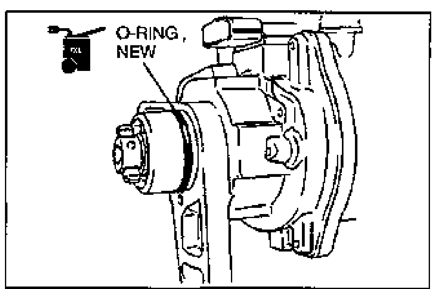 Distributor with a new O-ring being installed; the O-RING, NEW label points to the O-ring, with an oil applicator shown.