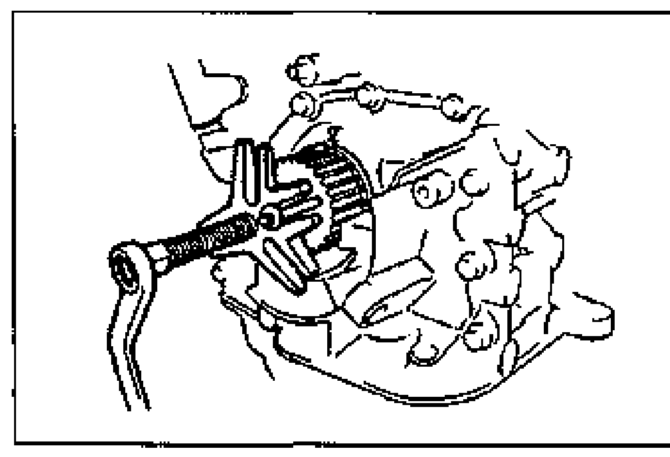 Line drawing showing removal of the timing belt pulley from the crankshaft using a puller tool engaged with the pulley.