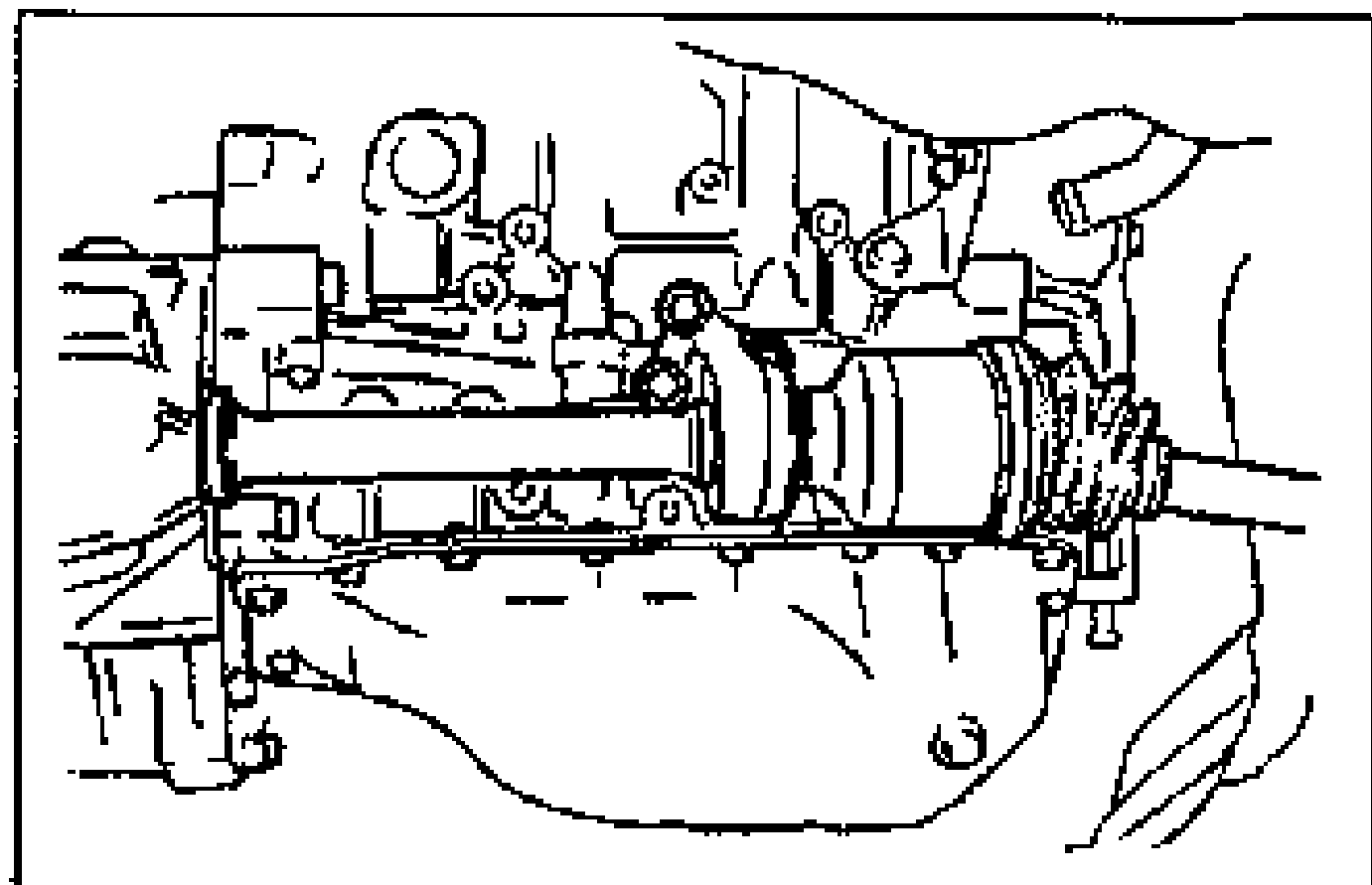 Line drawing of the drive shaft / joint shaft area at the transaxle, showing lower arm ball joint and joint shaft to remove.