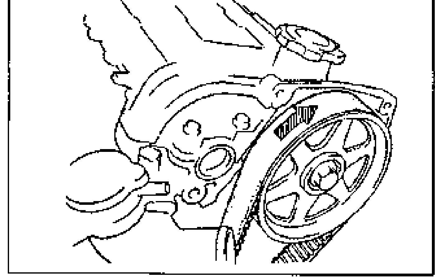 Drawing of a camshaft pulley / belt area, illustrating marking the timing belt rotation direction for proper reinstallation.