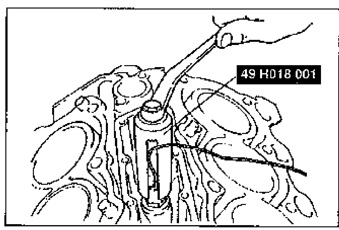 Drawing of the knock sensor on the cylinder block being removed using the SST (49 H018 001), a deep socket/wrench tool.