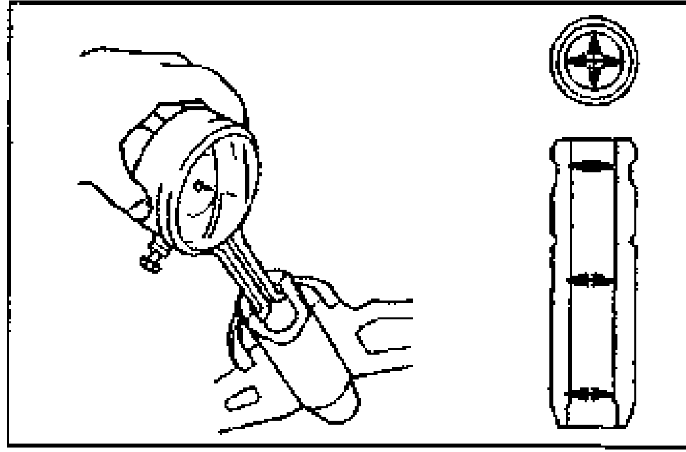 Line drawing of measuring the valve guide inner diameter with a dial bore gauge; alongside, a cross-section of the valve guide with arrows showing the inner diameter measurement.