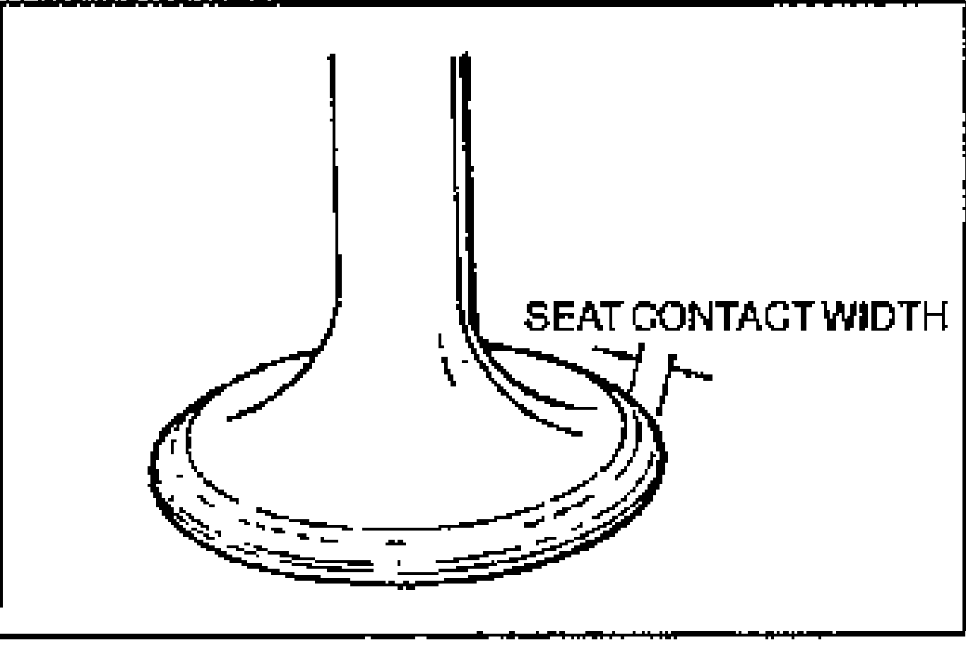 Line drawing of a valve head cross-section with the contact band labelled SEAT CONTACT WIDTH.