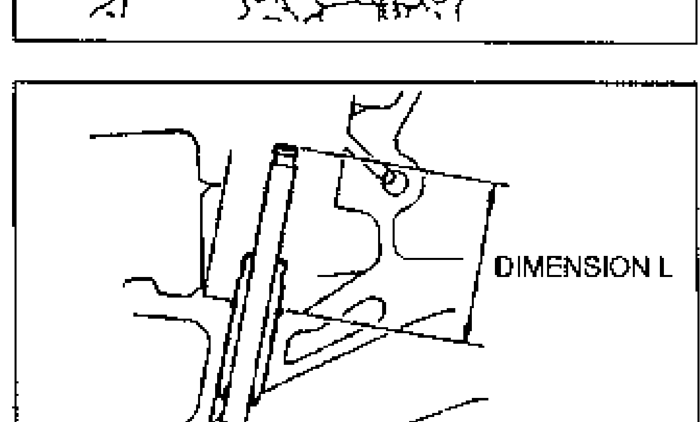 Line drawing of the valve seated in the cylinder head with the valve stem protruding; the protruding length labelled DIMENSION L.