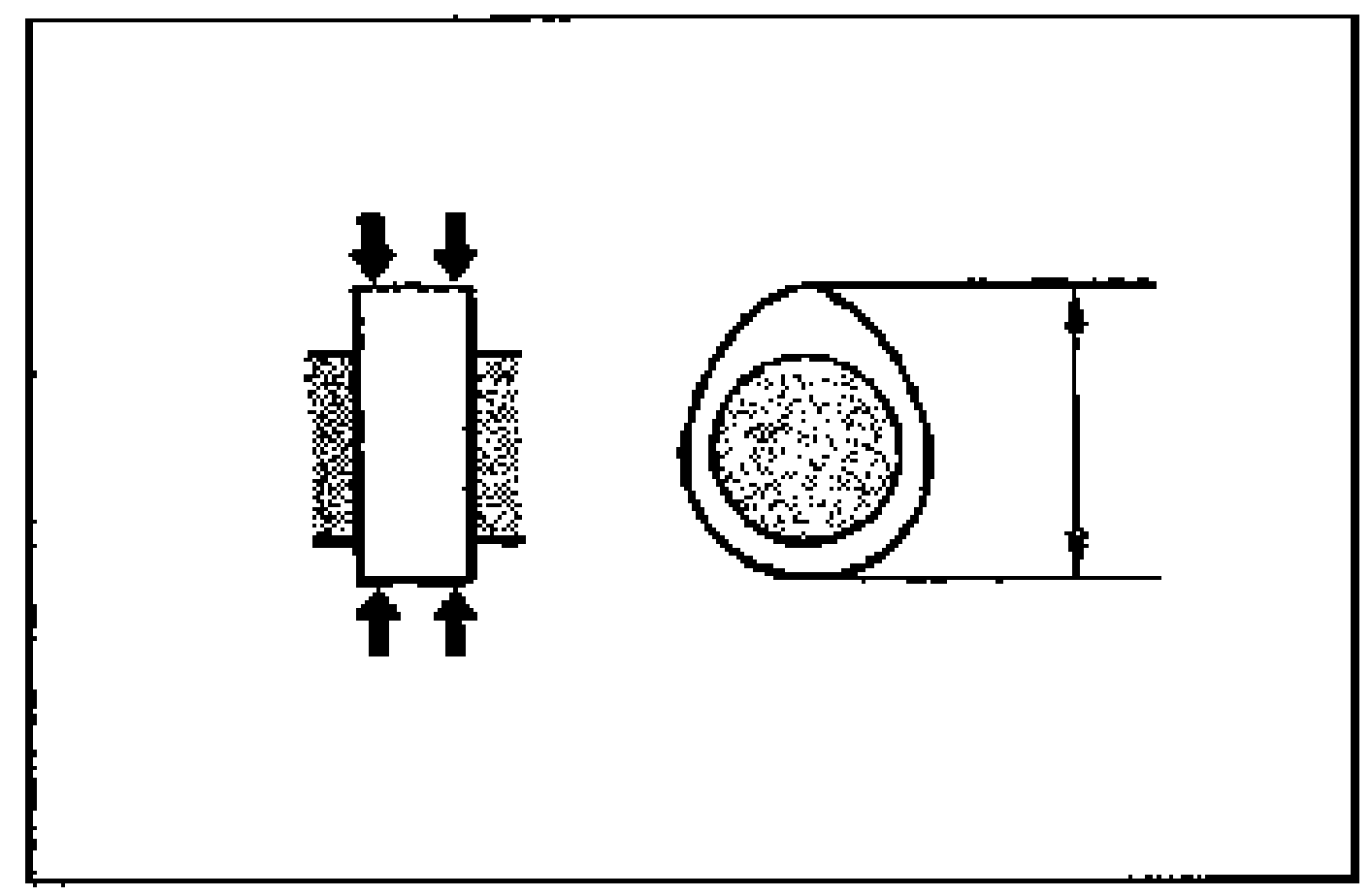 Line drawing showing the camshaft lobe measured between two points (arrows top and bottom) with a micrometer, and an end-view of the cam lobe with the height dimension arrow.