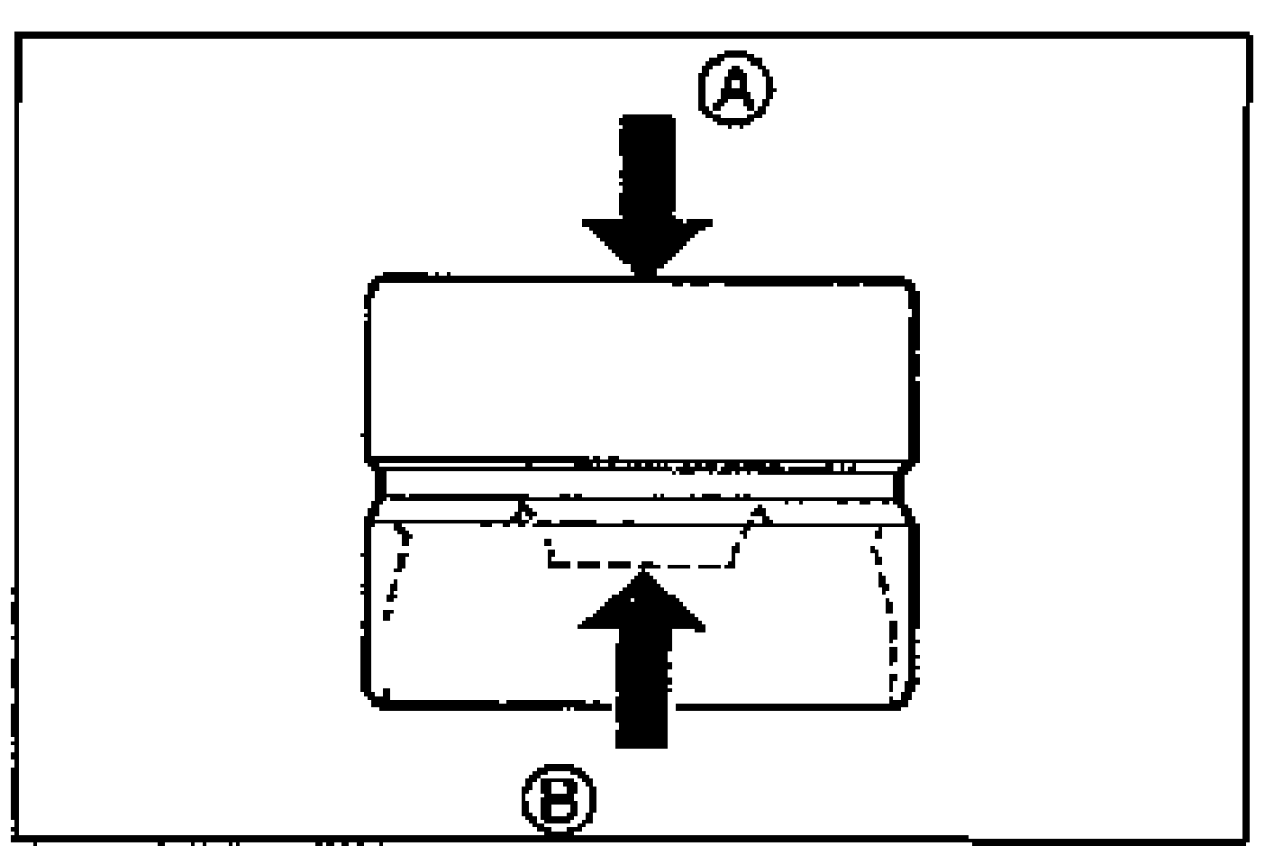 HLA (hydraulic lash adjuster) hand-check diagram. Arrow A points down at top surface, arrow B points up at bottom plunger; labeled circled A and circled B.