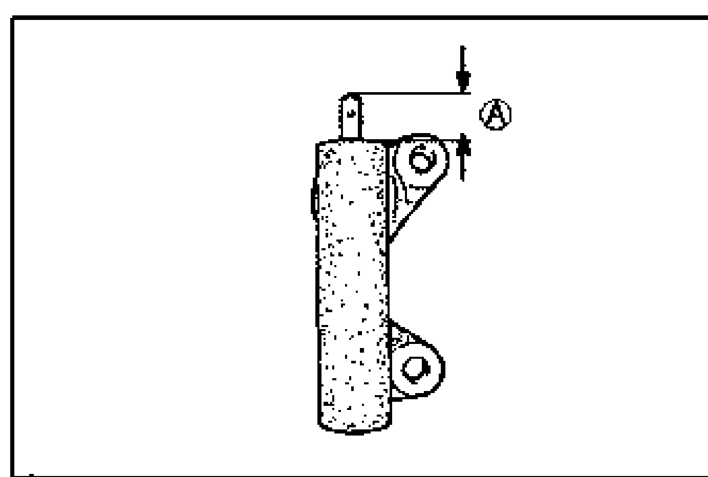 Auto tensioner unit drawing with tensioner rod projection dimension labeled (A) at the top (free length).