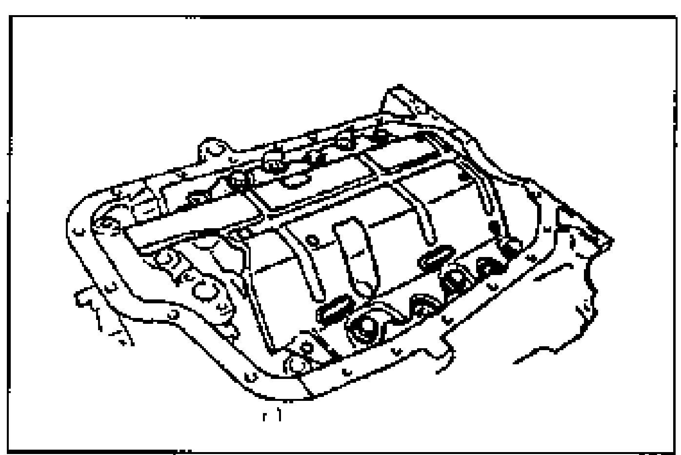 Line drawing of the oil baffle installed on the cylinder block / lower block.