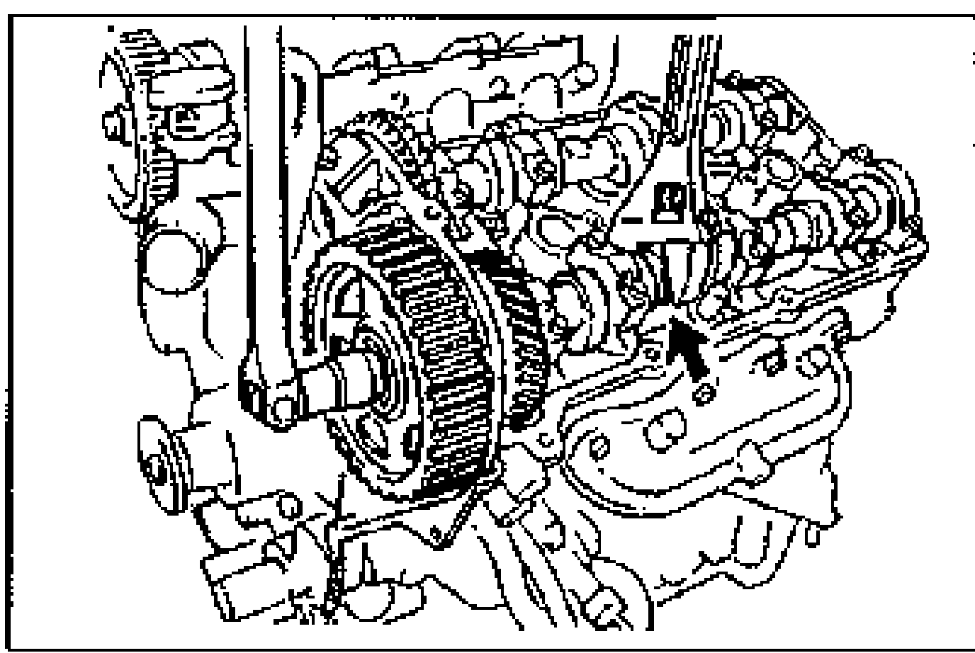 Holding the camshaft by a wrench on the cast hexagon while tightening the camshaft pulley lock bolt. An arrow points to the hex flat used to hold the camshaft.