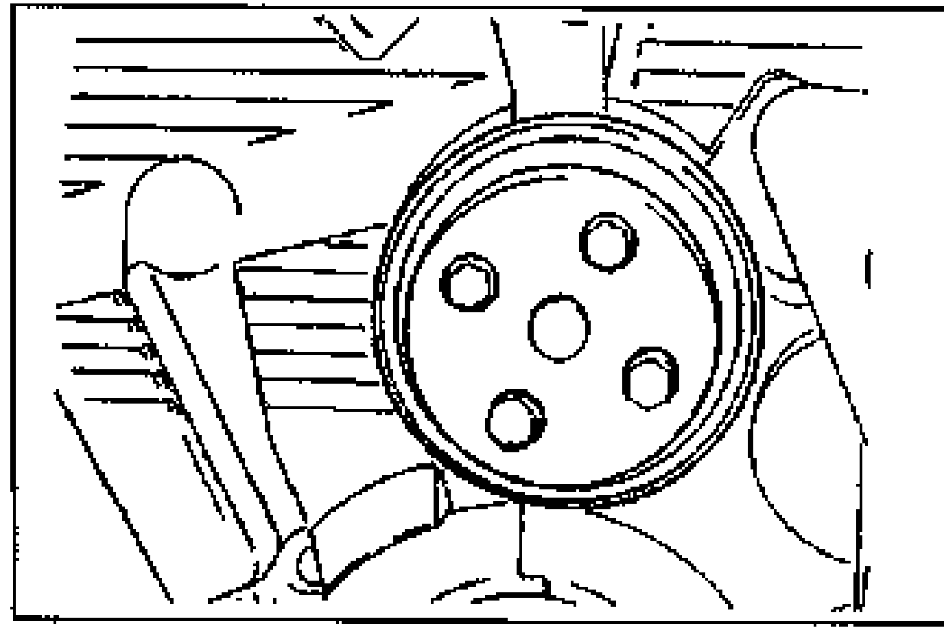 Close-up of the water pump pulley being installed, showing the pulley face with mounting holes.