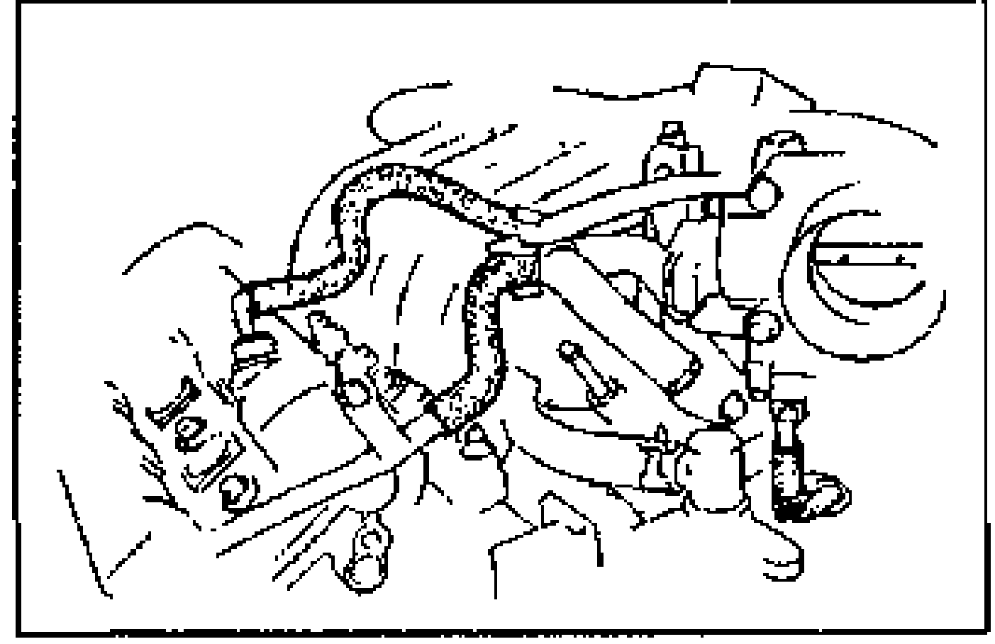 Engine view showing hoses being connected to the intake manifold/engine.