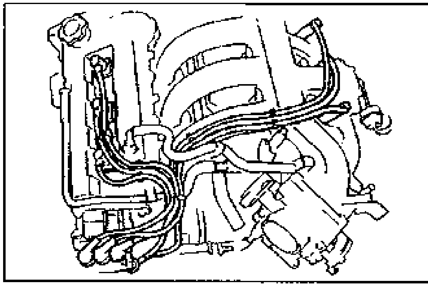 Engine view showing the distributor mounting bolts and high-tension leads (spark plug wires) being connected.