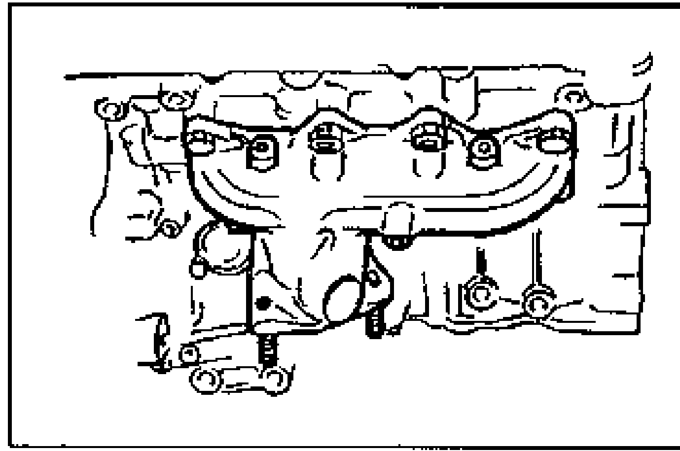 Right (RH) exhaust manifold installed on the cylinder head together with the EGR pipe, showing a new gasket in place and the manifold mounting bolts.