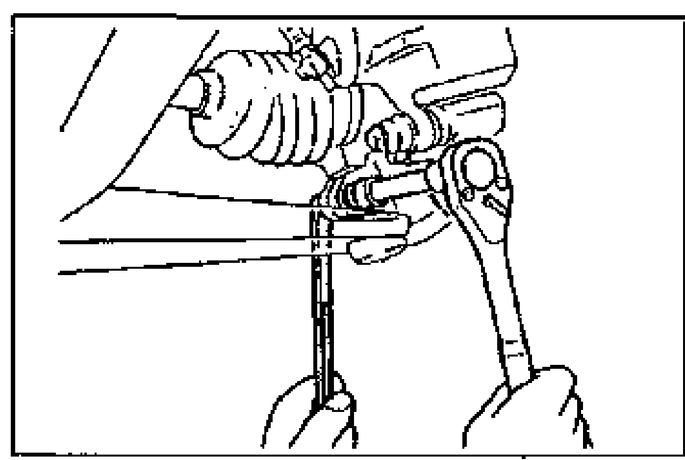 Hand using a wrench to install the lower arm ball joint to the knuckle and tighten the through bolt.
