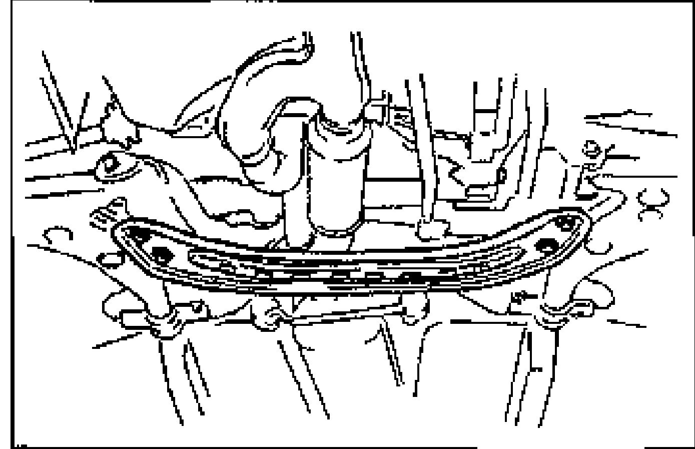 Transverse member (cross-member) installed underneath the engine/transaxle, showing the member bolted across the subframe.