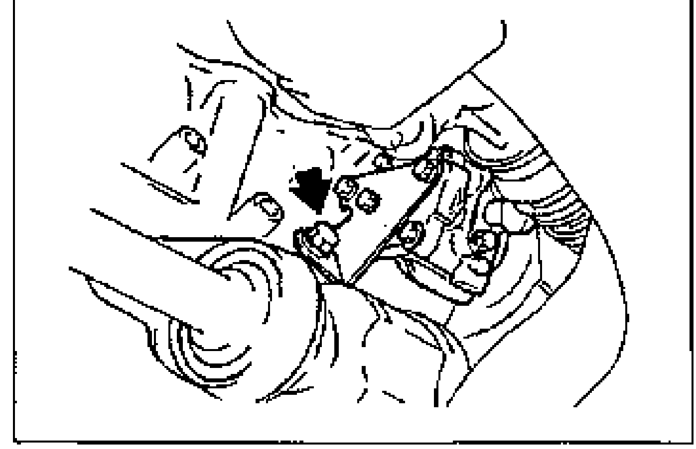 P/S oil pump bracket bolt to be tightened (step 2); a large arrow points to the bolt.