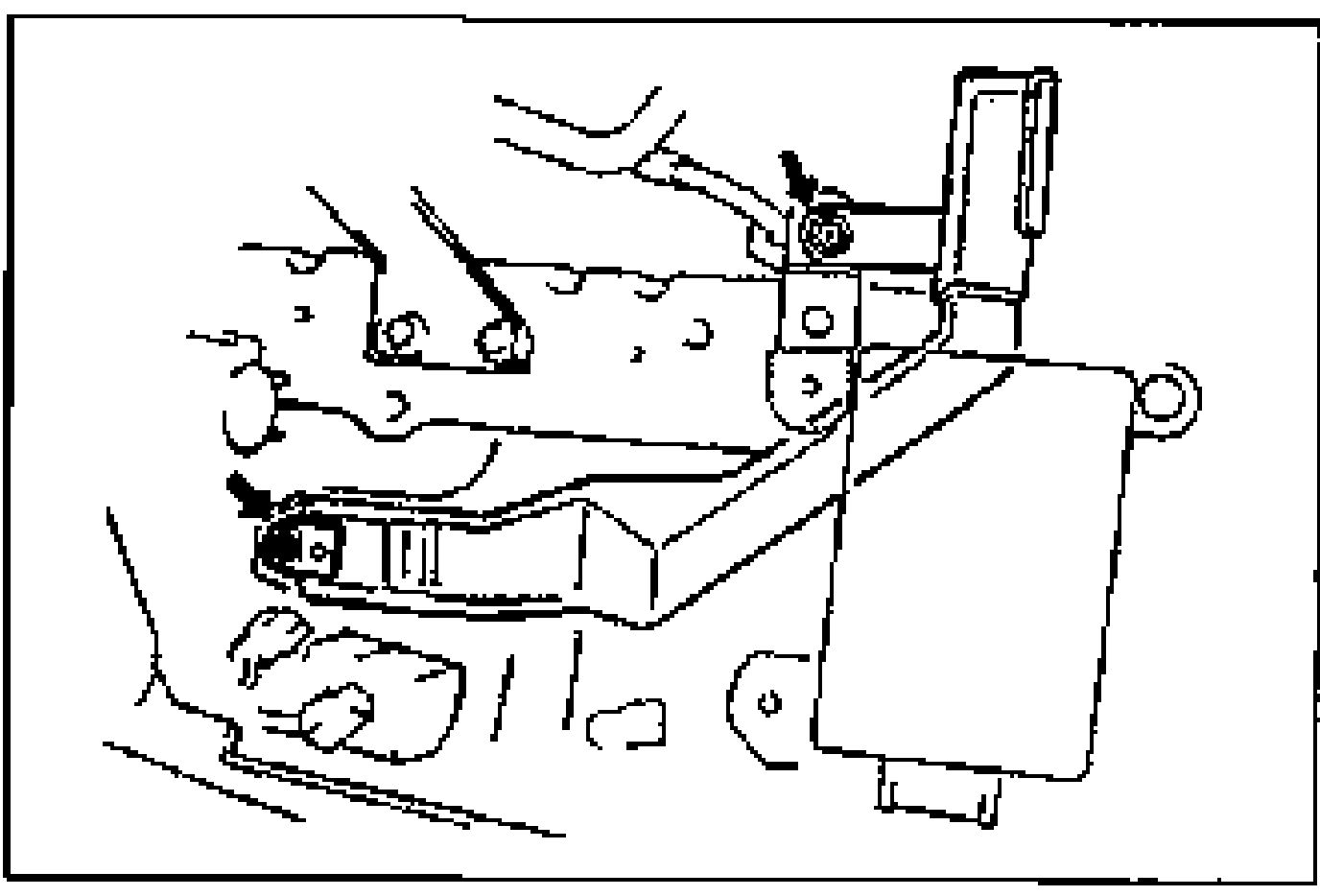 Battery duct installation; an arrow points to the duct mounting fastener.