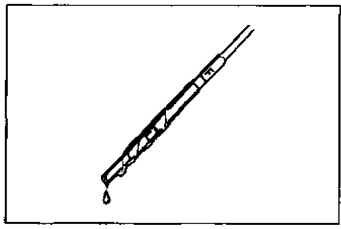 Illustration of the dipstick removed with an oil drop at the tip. Illustrates checking the oil level after refilling.