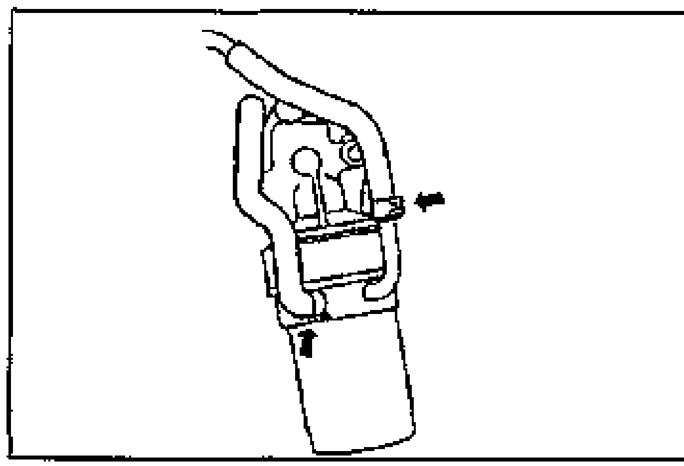 Close-up of the oil cooler hose area with an arrow indicating the hose to disconnect during coolant draining.