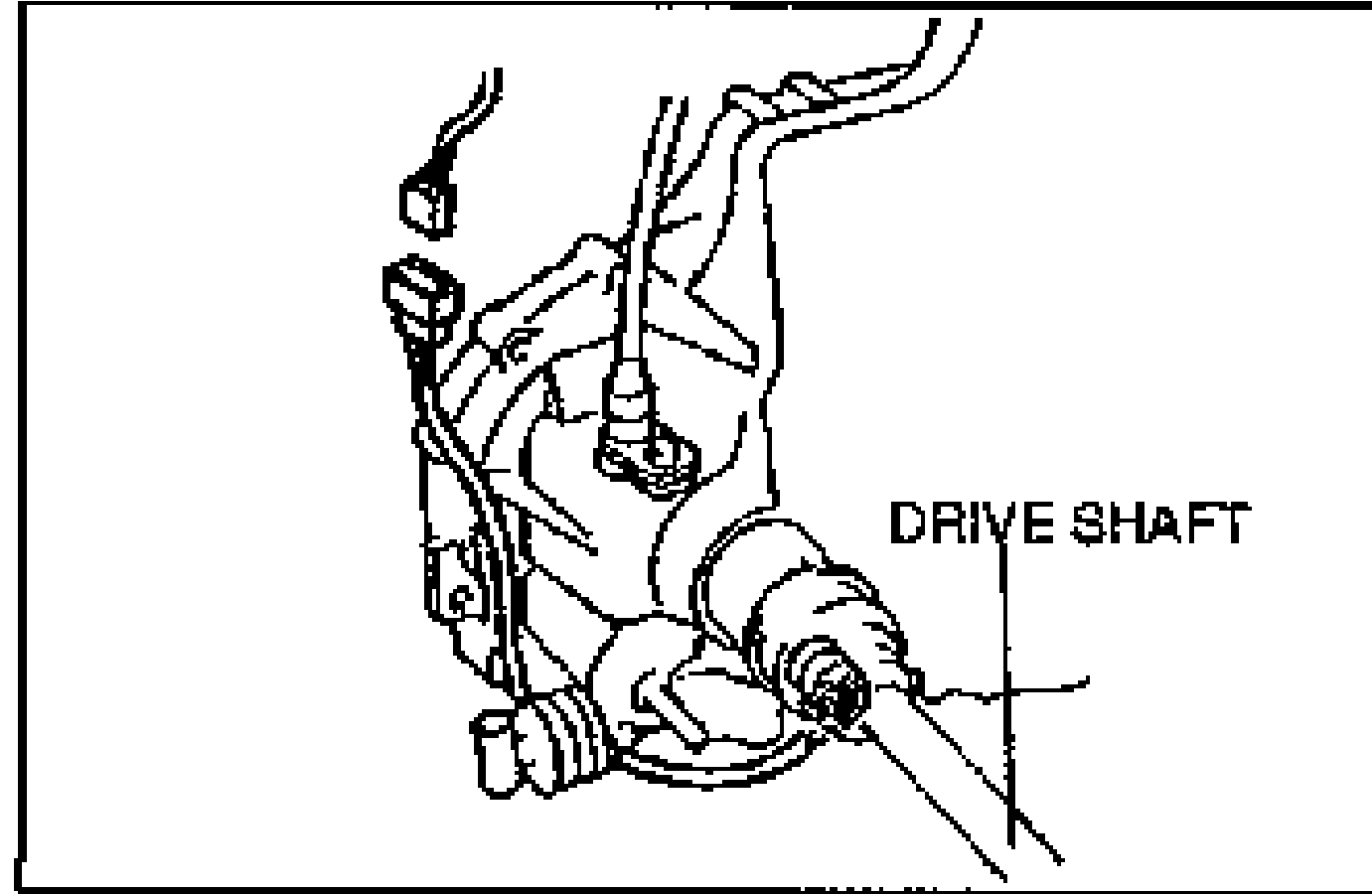 Underbody view showing the DRIVE SHAFT and the neutral switch connector being disconnected on the transaxle.
