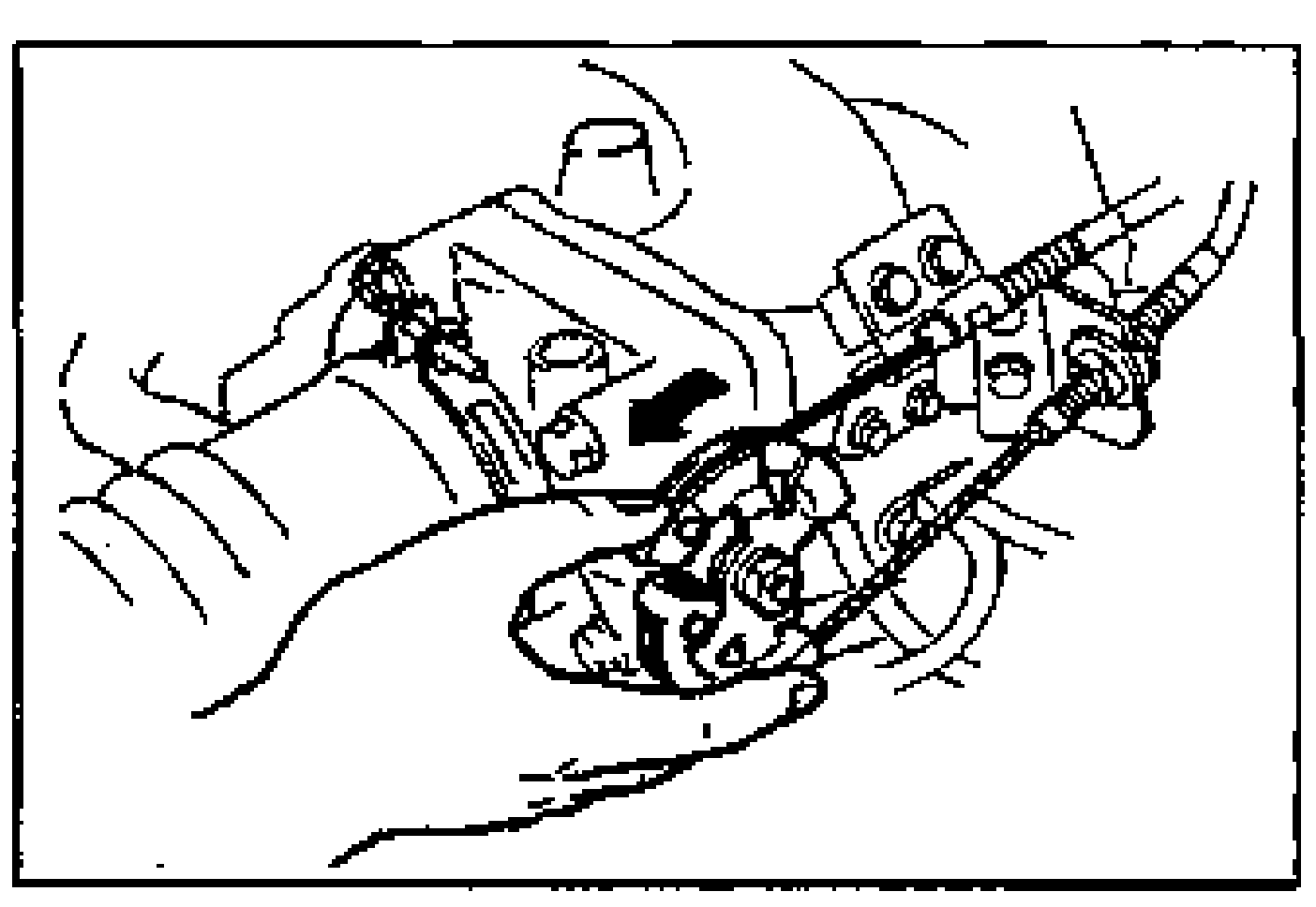 Throttle body / throttle position sensor area on the engine, with an arrow pointing to the throttle position sensor connector to be disconnected.