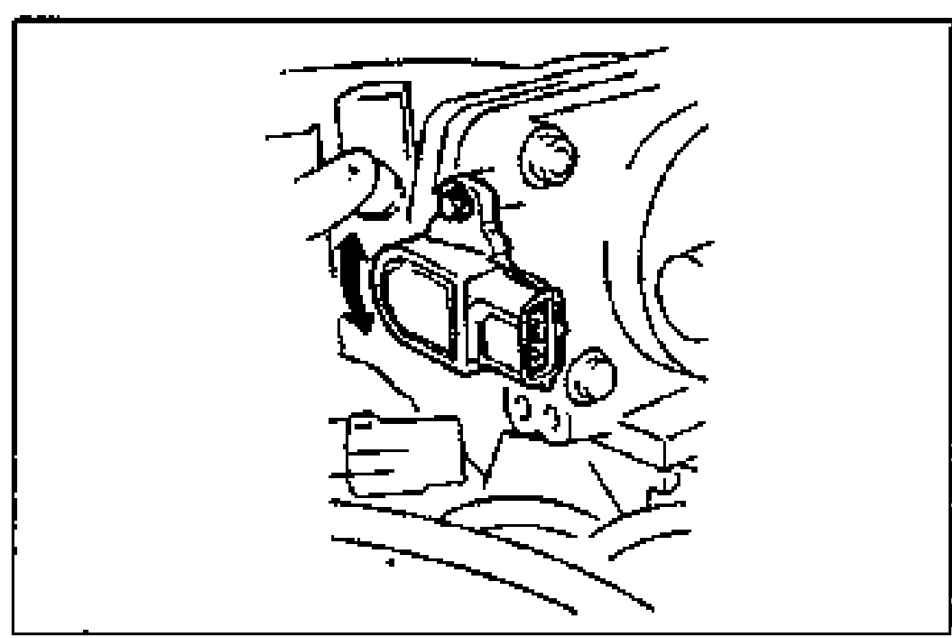 Throttle position sensor mounted on the throttle body, viewed from the connector side with the sensor connector visible; arrow indicates the sensor/connector.
