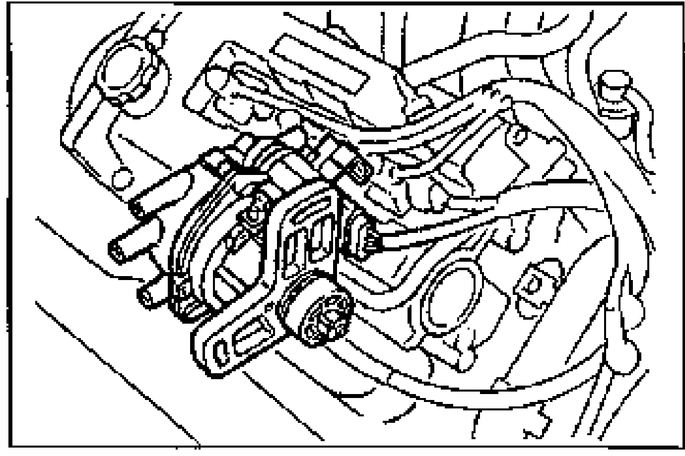Distributor and camshaft position sensor mounting area shown in the engine bay, illustrating the distributor connector.