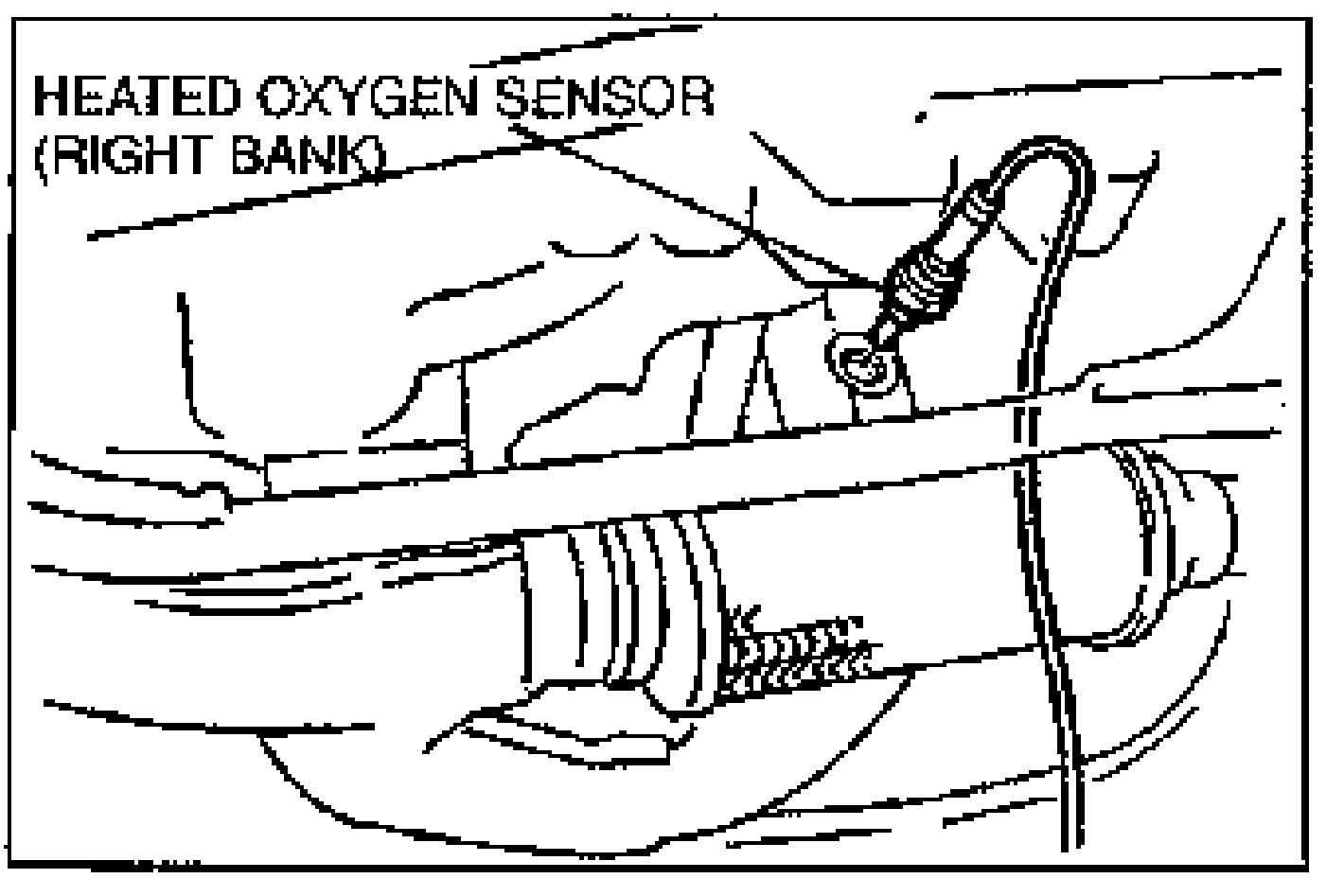 Heated oxygen sensor (right bank) installed in the exhaust pipe, showing its location for removal/replacement.