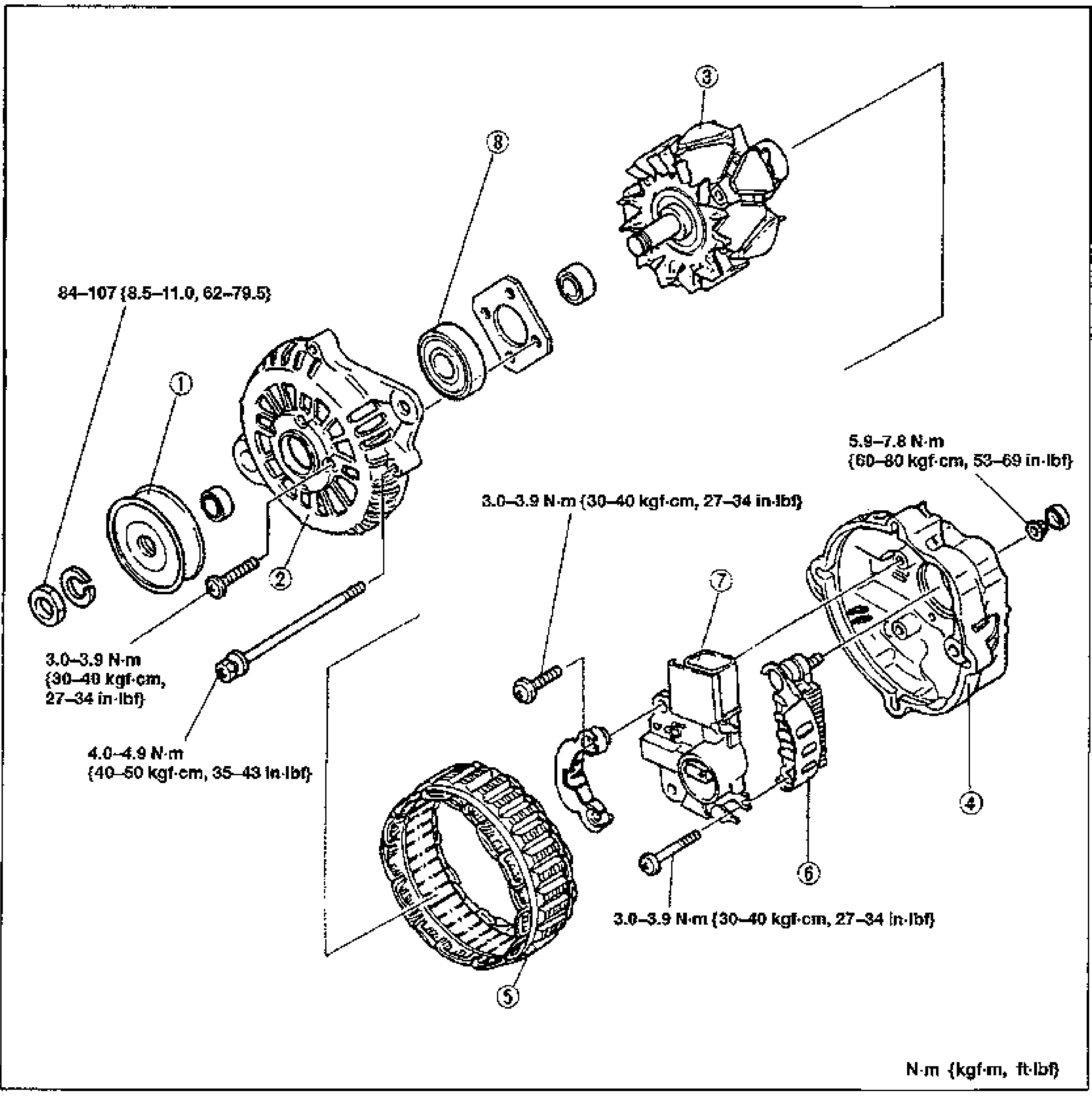 CHARGING SYSTEM — Disassembly / Assembly (Alternator, B6 DOHC)