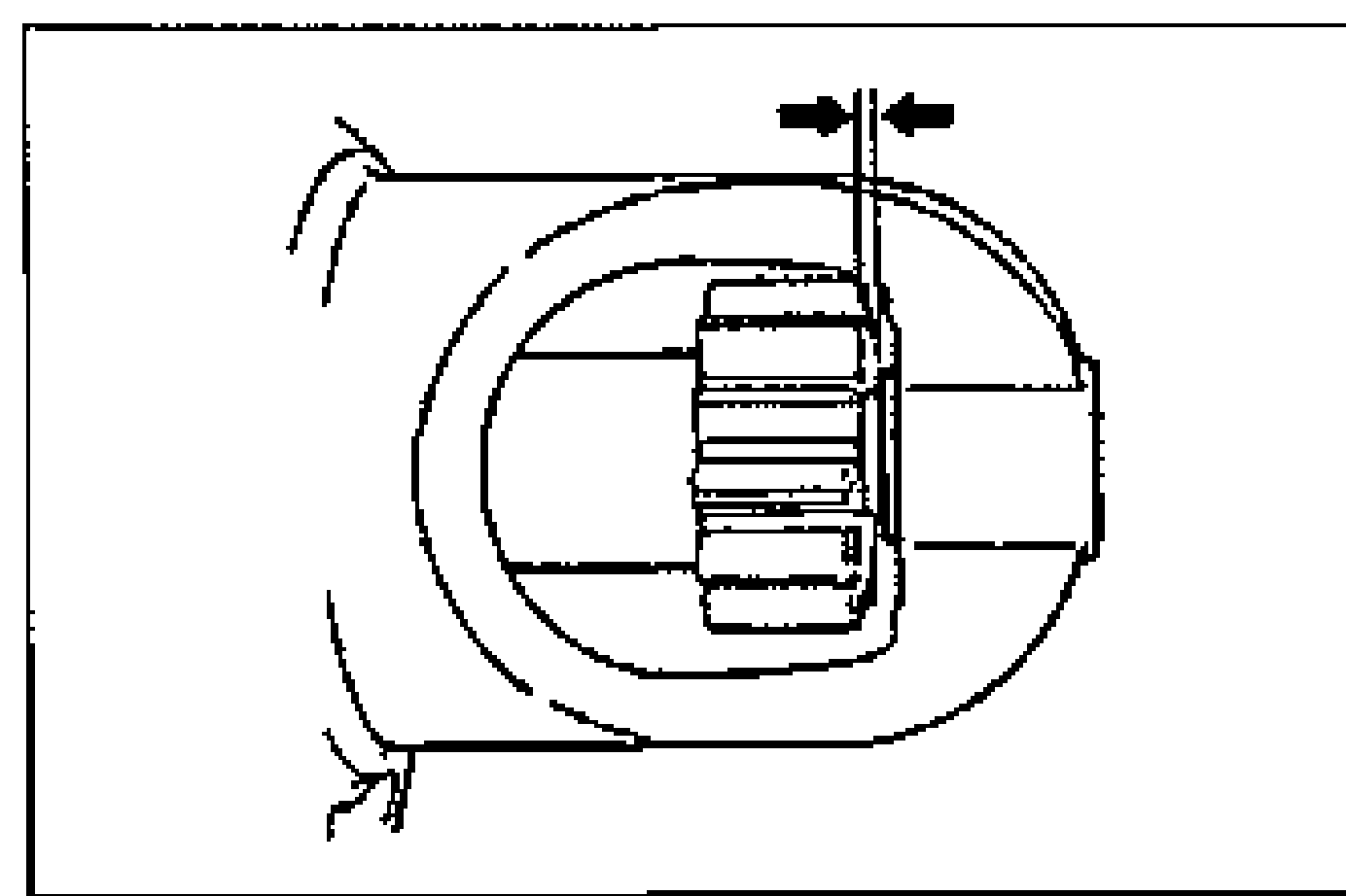 Close-up of the starter pinion ejected from the drive housing, with arrows indicating the pinion gap (clearance between the pinion and the stopper) to be measured.