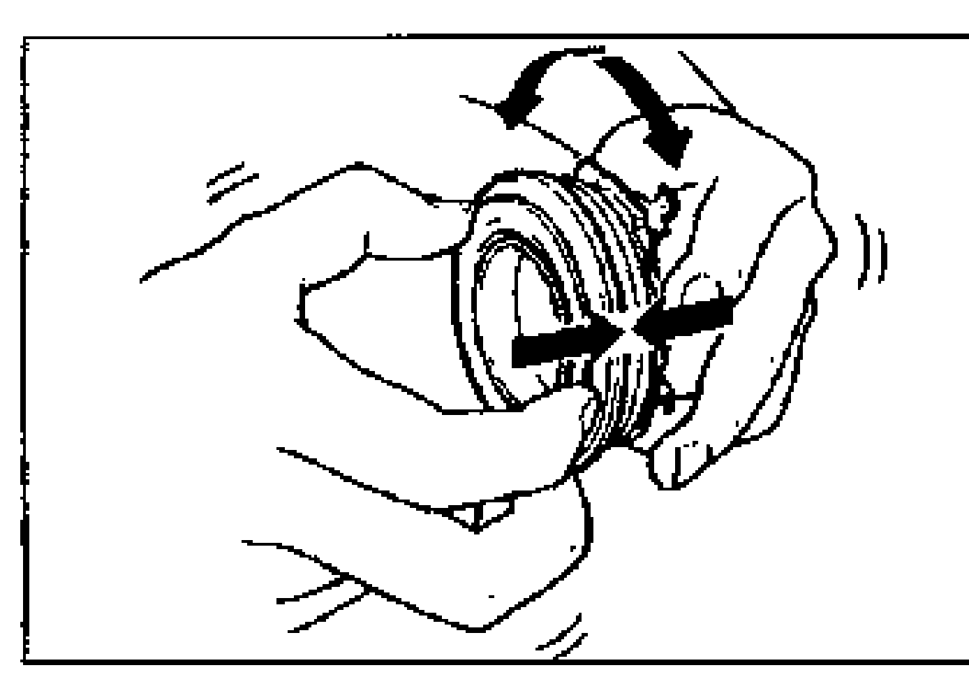 Inspecting the clutch release collar bearing: hands turning the bearing while applying axial force; arrows indicate the rotation and force directions.
