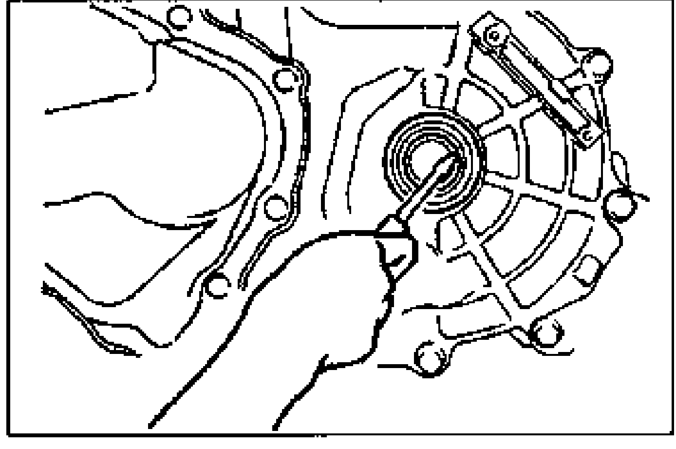 Removing the differential oil seal from the transaxle case using a screwdriver.