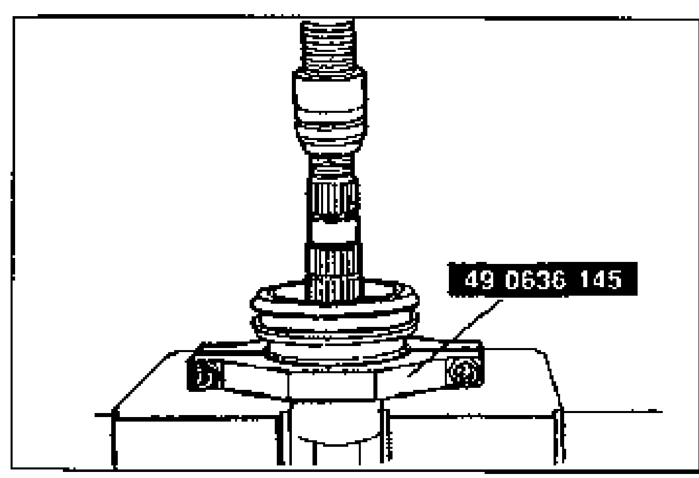 Press setup removing the 3rd/4th clutch hub assembly, 3rd synchronizer ring and 3rd gear using SST 49 0636 145.