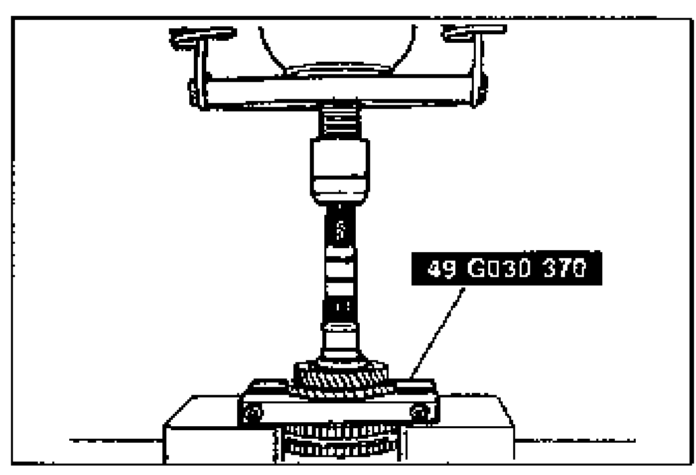 Press setup removing the secondary 3rd gear and 2nd gear using SST 49 G030 370, shaft mounted vertically.