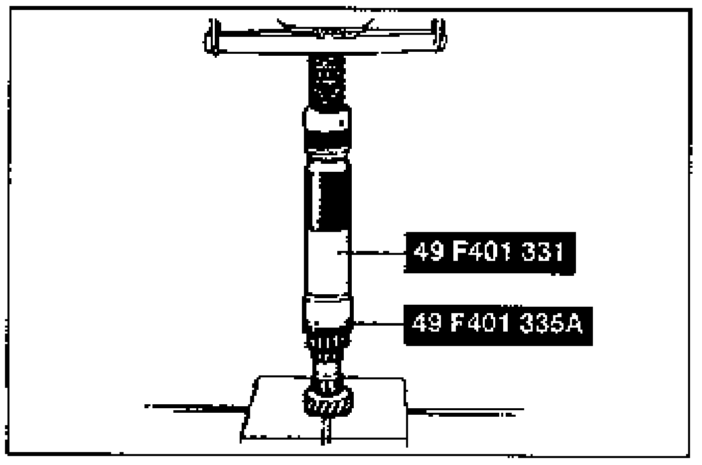 Assembly-note illustration: installing the new bearing (primary shaft end) onto the primary shaft using SST. Tools 49 F401 331 and 49 F401 335A labeled along the shaft.