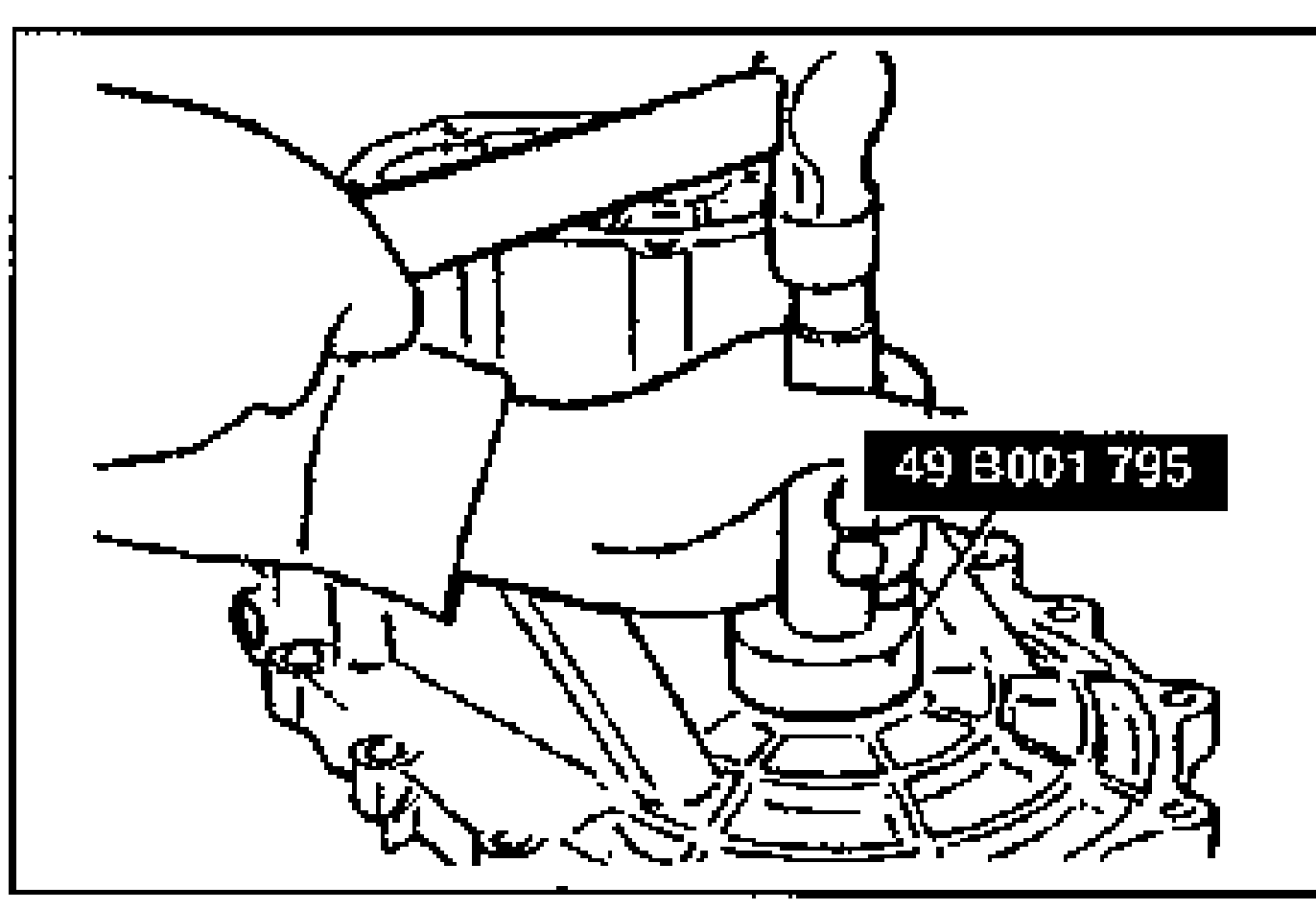 Tapping the new differential oil seal in with the SST and a hammer until the SST contacts the transaxle case. Tool 49 B001 795 labeled.