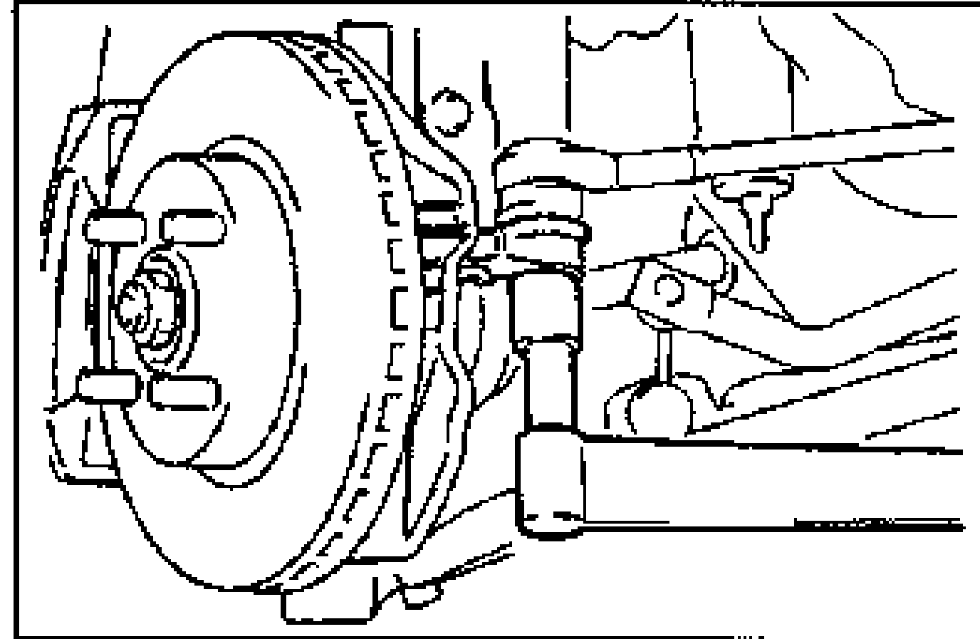 Drawing of the front hub/knuckle with the tie-rod end connected; the locknut and cotter pin location are shown.