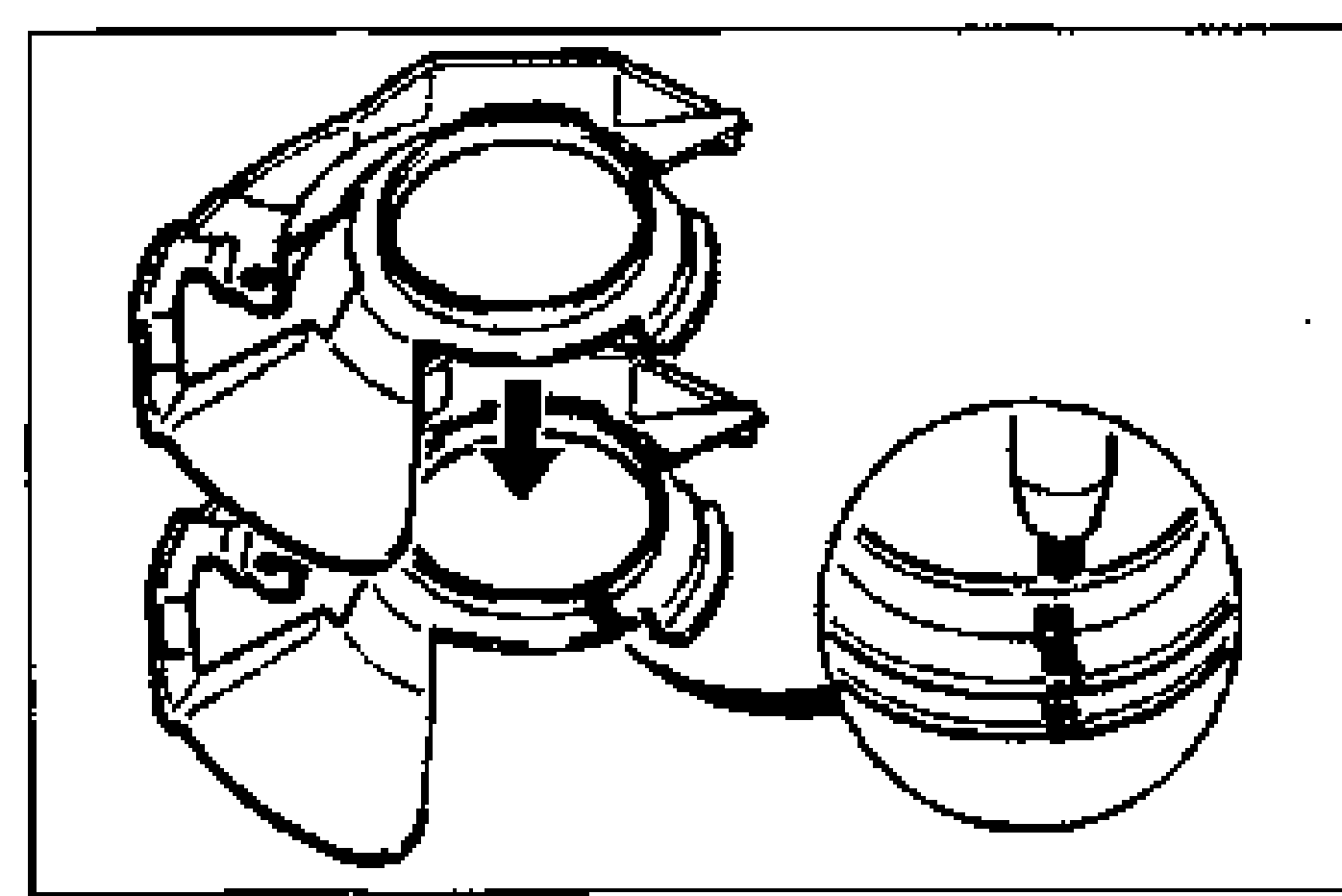 New dust cover with alignment mark, and a detail (right) showing the alignment mark on the cover/knuckle. A down arrow indicates seating the cover. Illustrates marking the new dust cover as the one removed.
