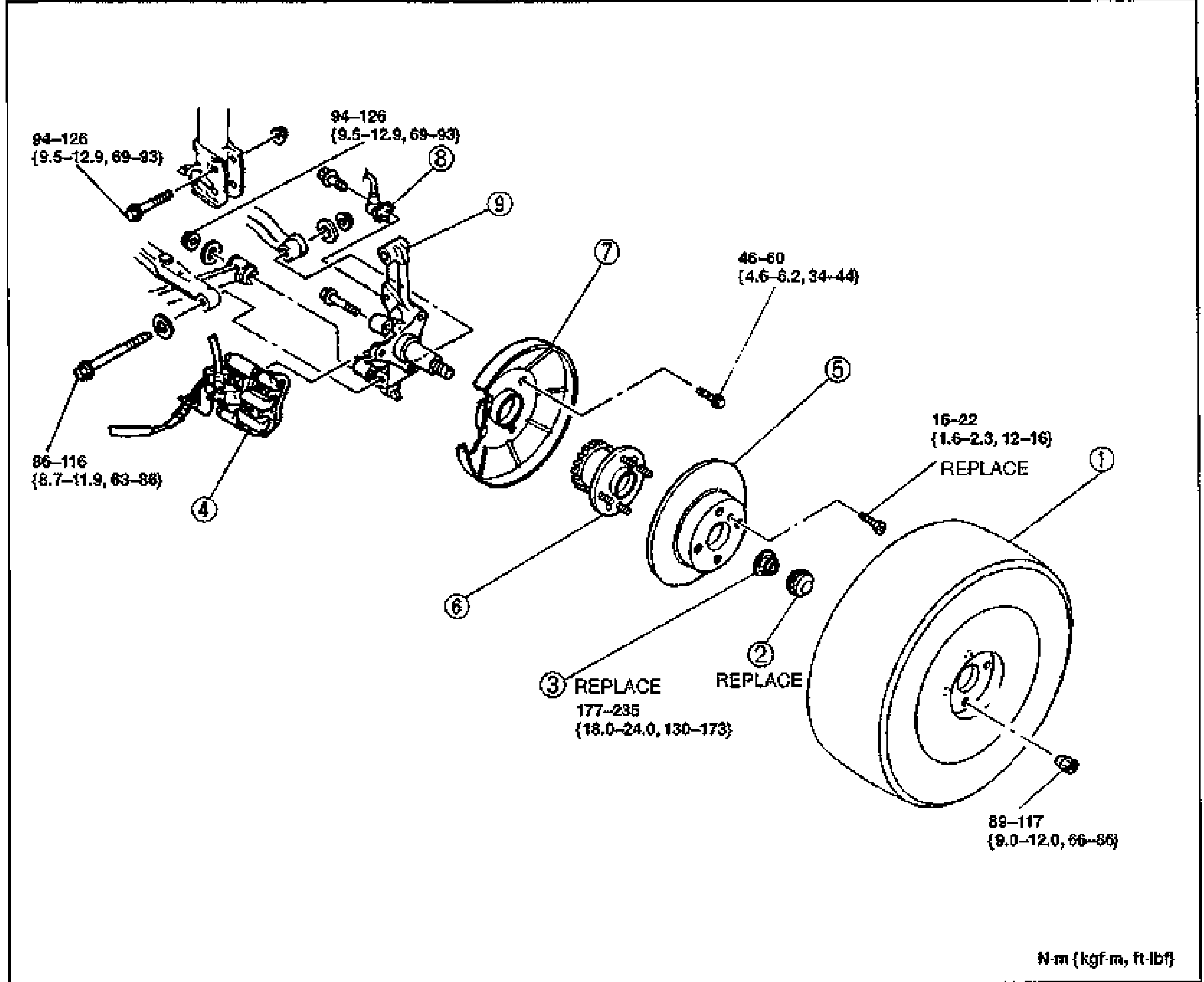 REAR AXLE (Disc brake) — Removal / Inspection / Installation
