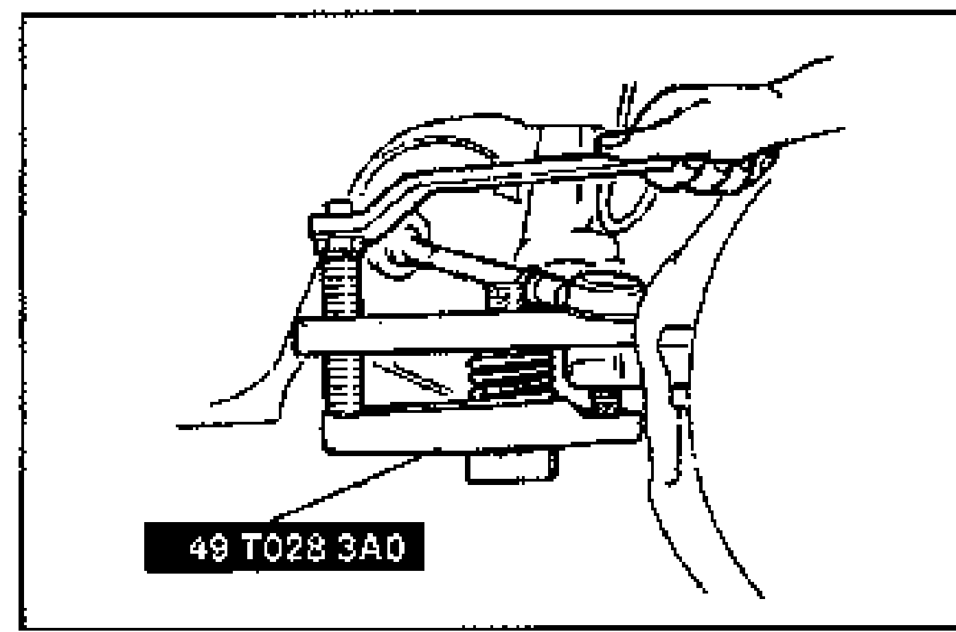 Removal Note illustration for the tie-rod end: the SST (49 T028 3A0) installed between the dust boot and tie-rod end to disconnect the tie-rod end from the knuckle.
