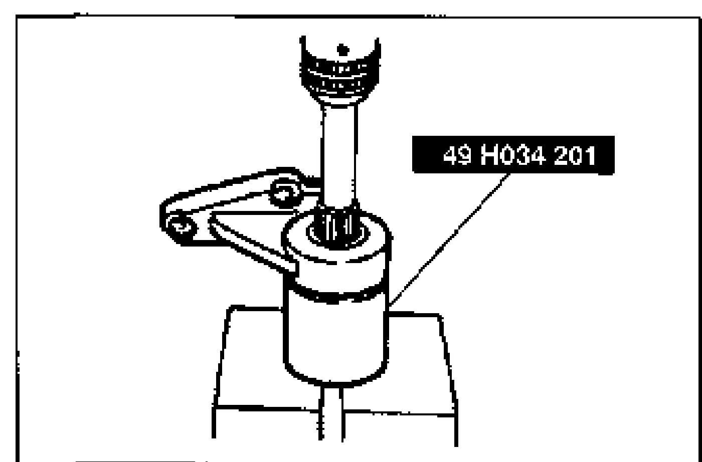 Joint shaft disassembly: while holding the joint shaft, pressing it out using the SST 49 H034 201.