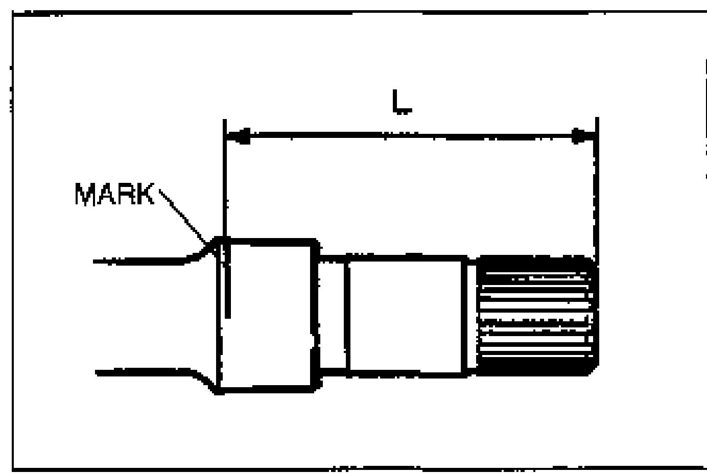 Dust cover assembly (K8 DOHC): the shaft marked at length L from the dust cover face. The MARK reference line is at left.