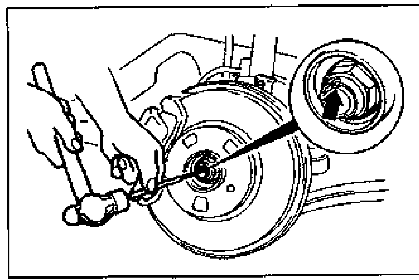 Removal Note illustration of the locknut: knocking the crimped portion of the locknut outward by using a chisel and hammer at the front hub. Inset at upper right shows the crimped area detail.